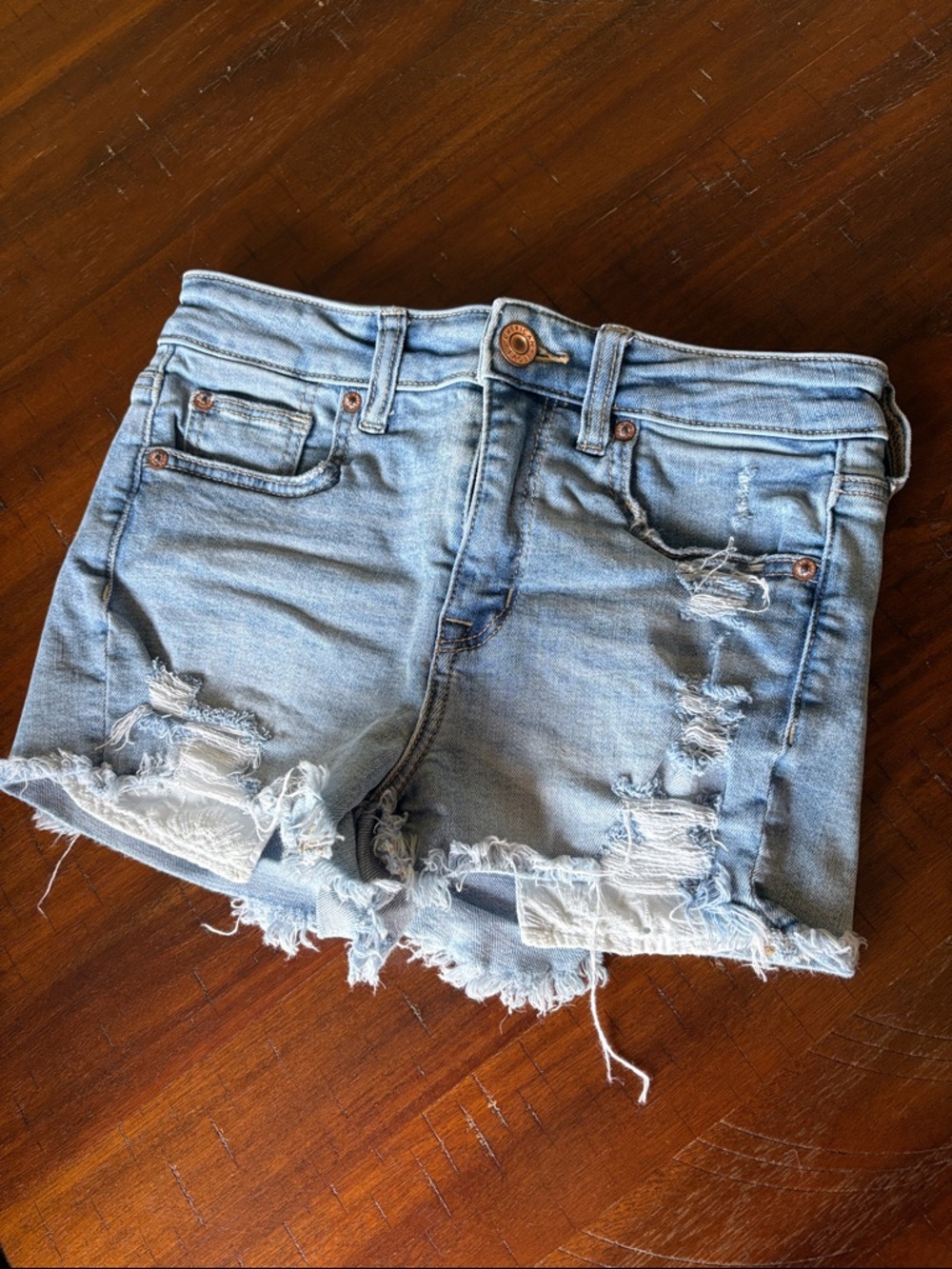 American Eagle Outfitters Light Wash Ripped Denim Shorts